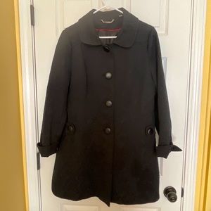 Stylish Apt 9 Black Brocade Mid Length Woman’s Coat Size L. Great Condition!